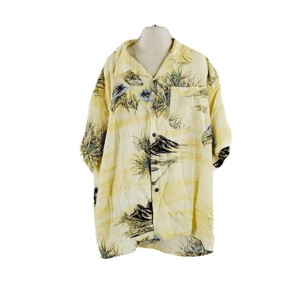 Maui Maui Boys Yellow Short Sleeve Button Front Hawaiian Shirt Size M (10-12) - Picture 1 of 6